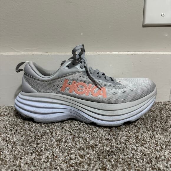 HOKA Women's Bondi 8 Running Shoes Size 6B In Harbor Mist/Lunar Rock - Picture 4 of 11